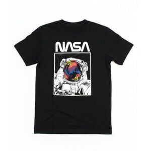 NASA Astronaut Graphic T-Shirt Youth Large Black 100% Cotton Space Tee
